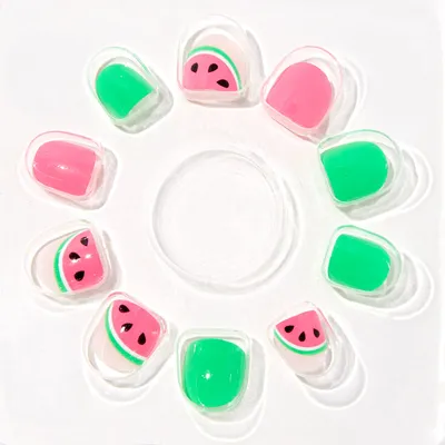 Claire's Club Watermelon Square Vegan Press On Faux Nail Set - 10 Pack