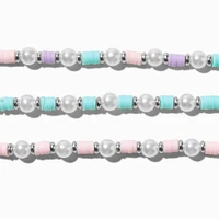 Claire's Club Pearl & Pastel Heishi Bead Stretch Bracelets - 3 Pack