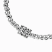 Silver-tone Pavé Crystal Letter Initial Stretch Bracelet