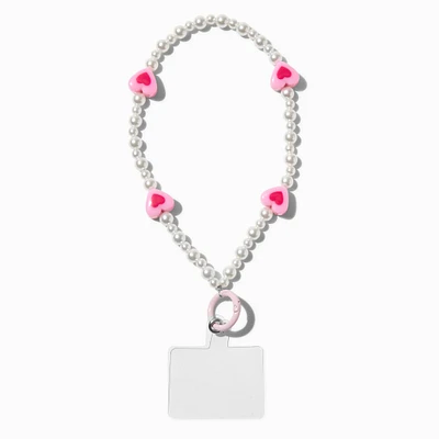 Heart & Pearl Beaded Phone Wrist Strap