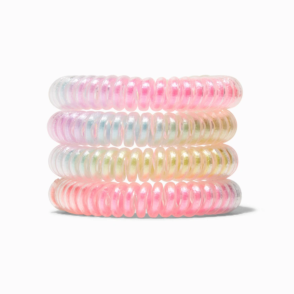 Pastel Iridescent Spiral Hair Ties - 4 Pack