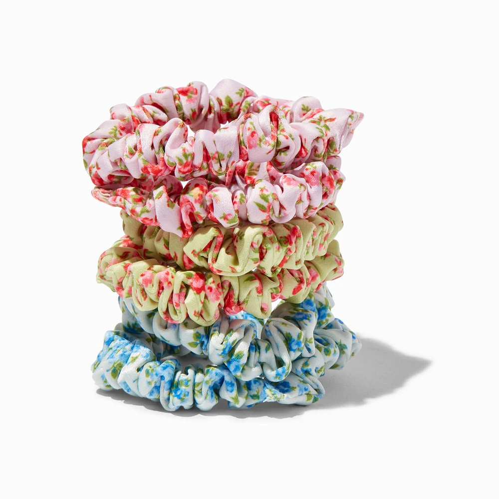 Silky Floral Hair Scrunchies - 6 Pack