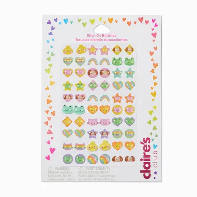 Claire's Club Pastel Glitter Critter Stick On Earrings - 30 Pack