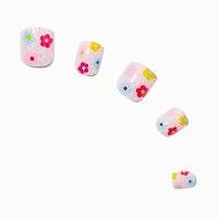 Multicolored Daisy Square Press On Faux Nail Set - 24 Pack