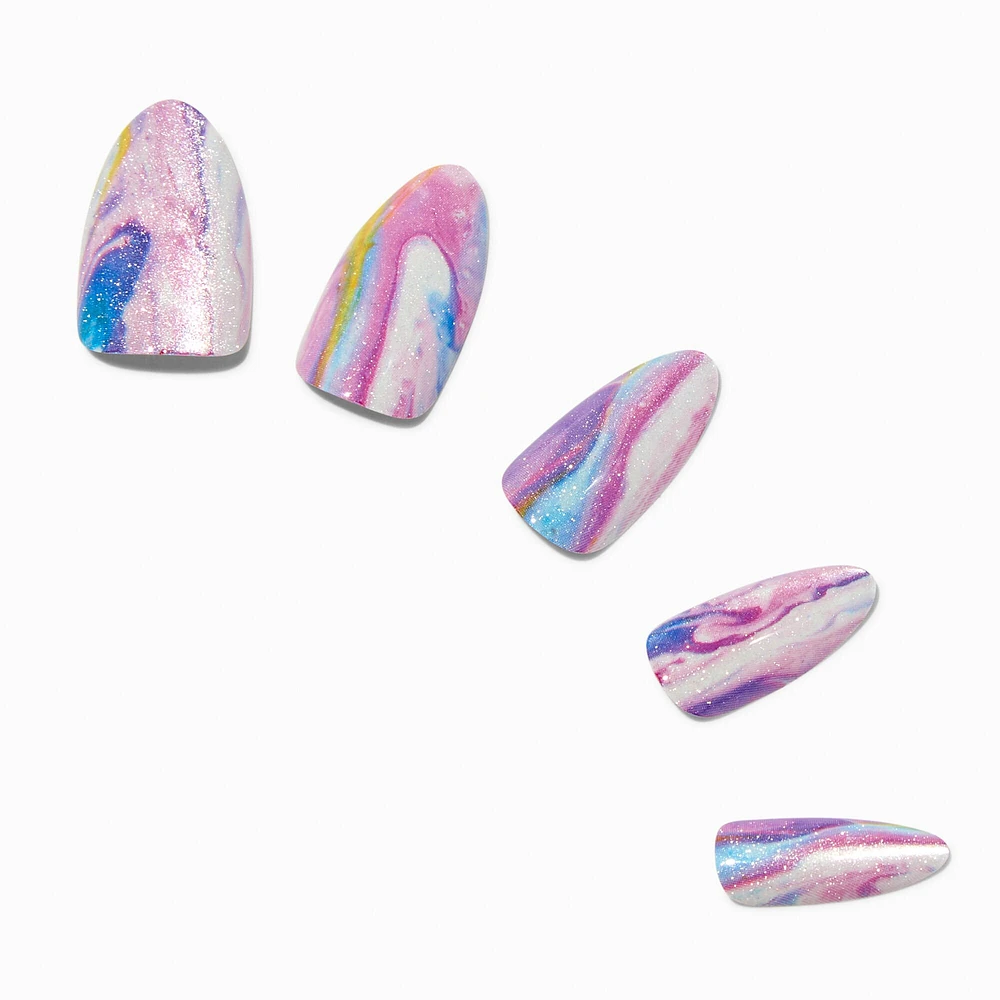 Purple Galaxy Long Almond Vegan Faux Nail Set - 24 Pack