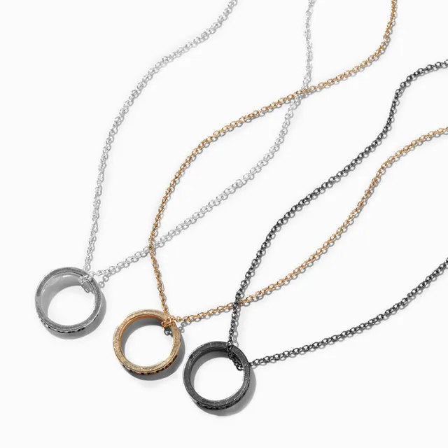 Claire's Best Friends Mixed Metal Ring Pendant Necklaces - 3 Pack