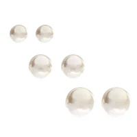 Graduated Ivory Pearl Stud Earrings - 3 Pack