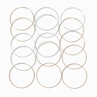 Gold & Silver Bangle Bracelets - 15 Pack