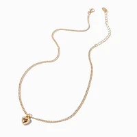 Gold-tone Tiny Puffy Heart Pendant Necklace