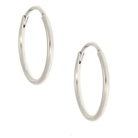 C LUXE by Claire's Silver Titanium 10MM Sleek Hoop Earrings