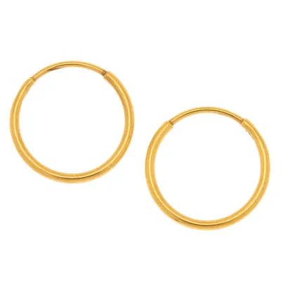 Gold Titanium 12MM Sleek Hoop Earrings