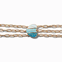 ''Best Friends Forever'' Blue Ombre Split Heart Chain Bracelets - 3 Pack