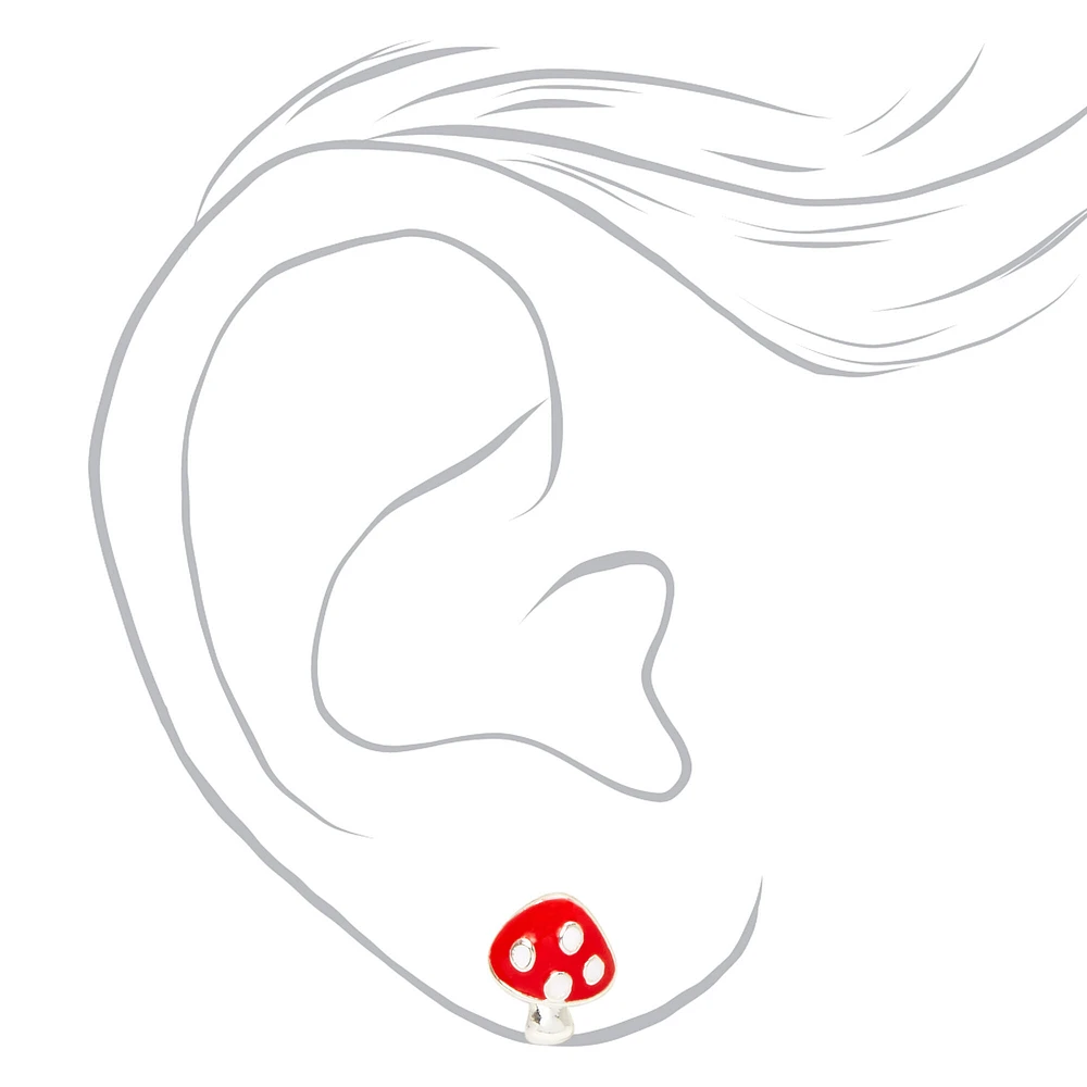 Red Mushroom Stud Earrings