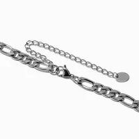 Silver-tone Stainless Steel 8MM Figaro Chain Necklace