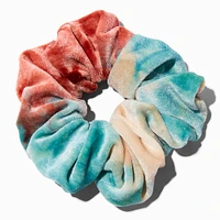 Blue & Rust Medium Tie Dye Velvet Hair Scrunchie