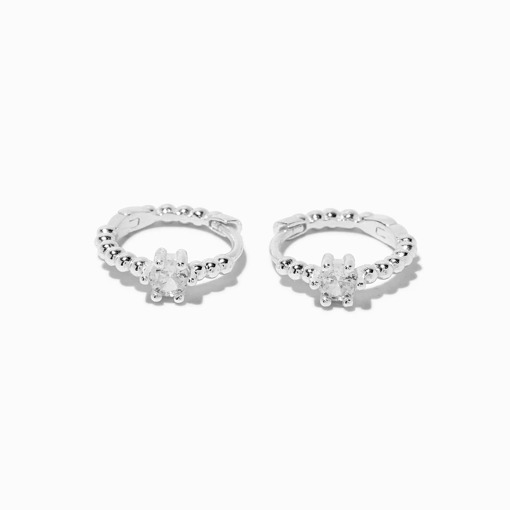 C LUXE by Claire's Sterling Silver Crystal Bubble Clicker Hoop Earrings