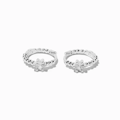 C LUXE by Claire's Sterling Silver Crystal Bubble Clicker Hoop Earrings