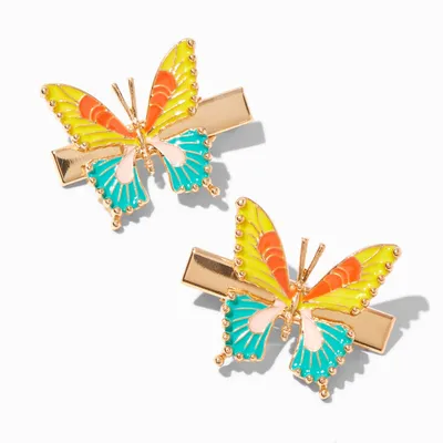 Gold Colorful Butterfly Hair Clips - 2 Pack