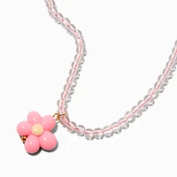 Claire's Club Pink Puffy Flower Pendant Necklace