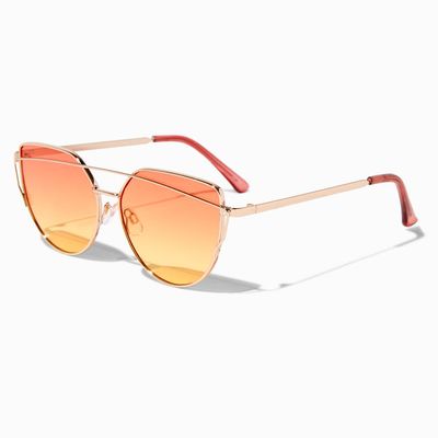 Faded Orange Lens Metal Sunglasses