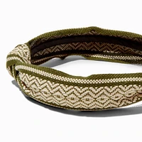 Olive Green Woven Tribal Knotted Headband