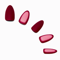 Red Outline Long Almond Vegan Faux Nail Set - 24 Pack