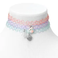 Claire's Club Glitter Charm Tattoo Choker Necklaces - 3 Pack