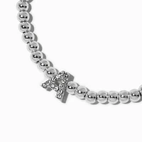 Silver-tone Pavé Crystal Letter Initial Stretch Bracelet