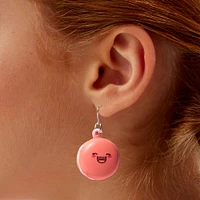 Squish Pink Happy Face Macaron 1" Drop Earrings