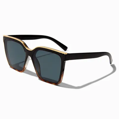 Tortoiseshell & Gold Rim Black Square Sunglasses