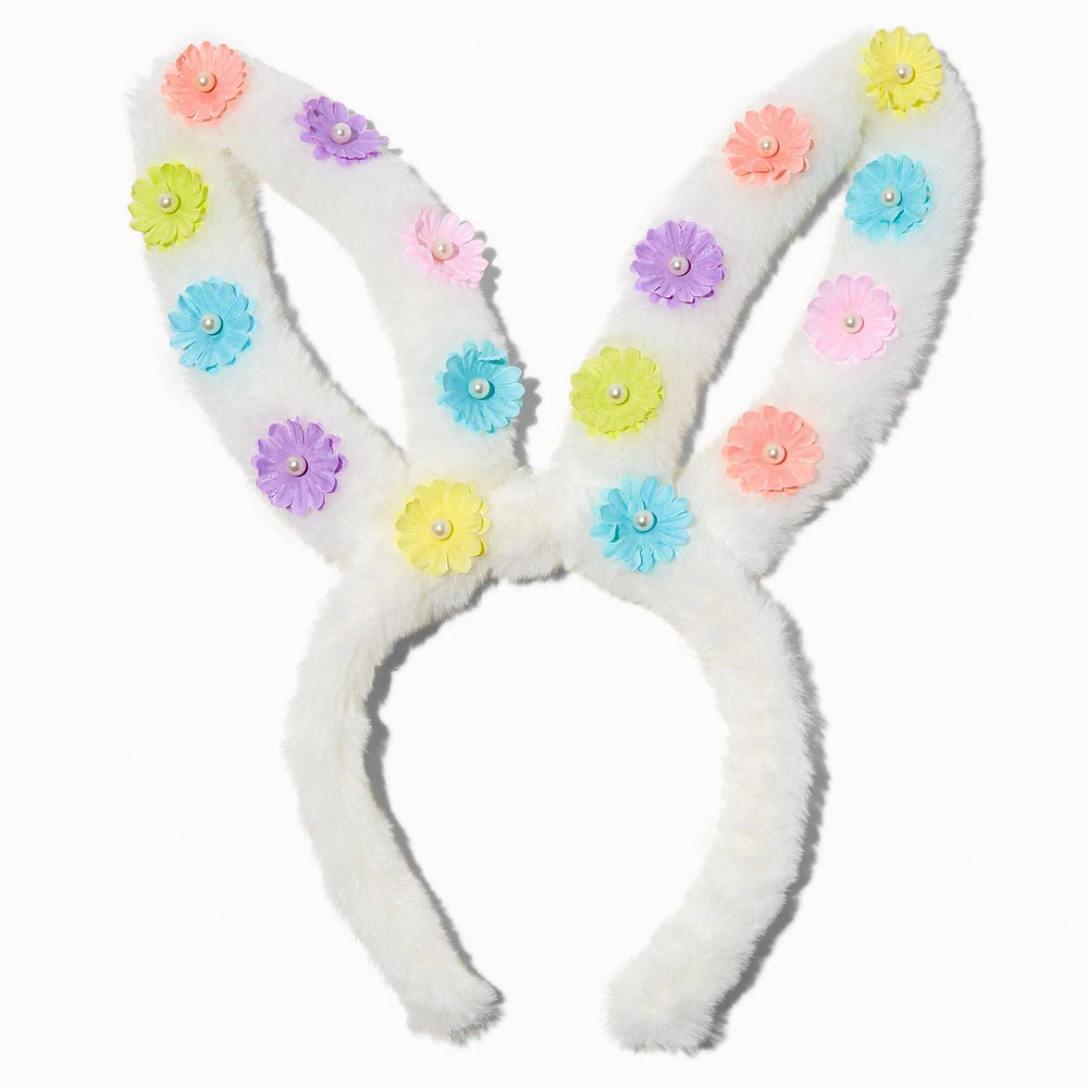 Floral Plush Bunny Ears Headband