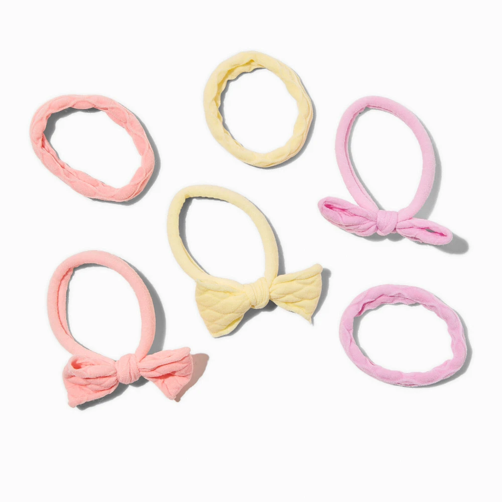 Claire's Club Pastel Bow Honeycomb Hair Ties - 6 Pack