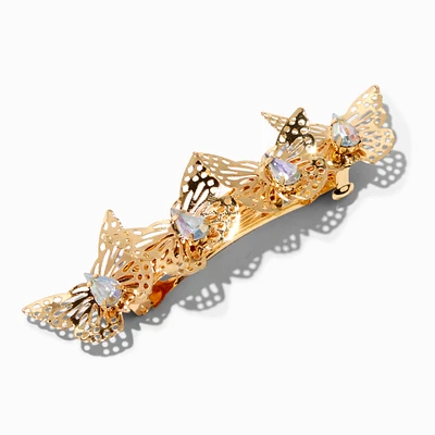 Gold Filigree Embellished Butterfly Hair Barrette