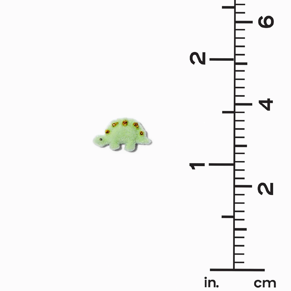 Green Fuzzy Dinosaur Stud Earrings