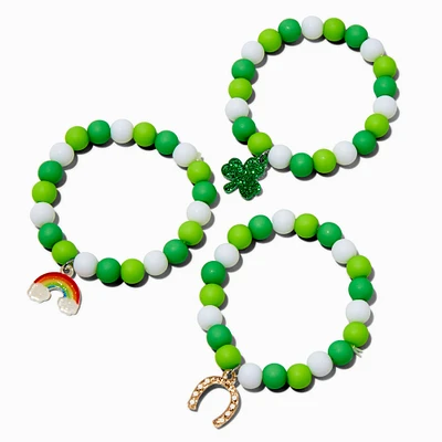 St. Patrick's Day Beaded Stretch Charm Bracelets - 3 Pack