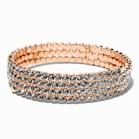 Rose Gold-tone Rhinestone Bezel Coil Bracelet