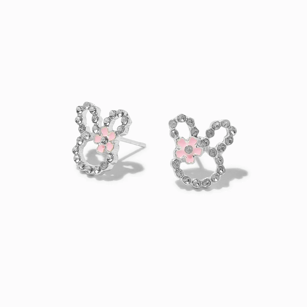 Rhinestone Easter Bunny Stud Earrings