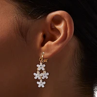 Gold-tone Chandelier Flower Clip-On Drop Earrings