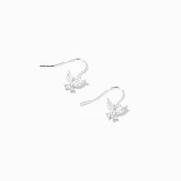 Silver Cubic Zirconia Butterfly 0.5" Drop Earrings