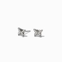 Titanium Crystal Butterfly Stud Earrings