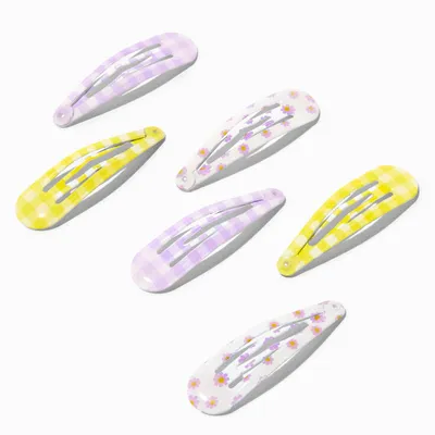Claire's Club Daisy Gingham Snap Hair Clips - 6 Pack
