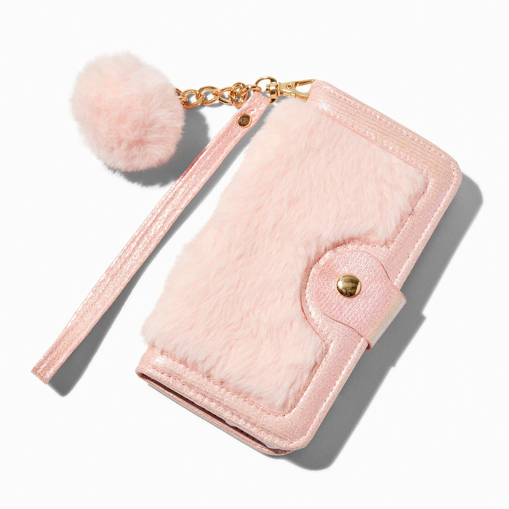 Pink Furry Booklet Phone Case - Fits iPhone® 6/7/8/SE