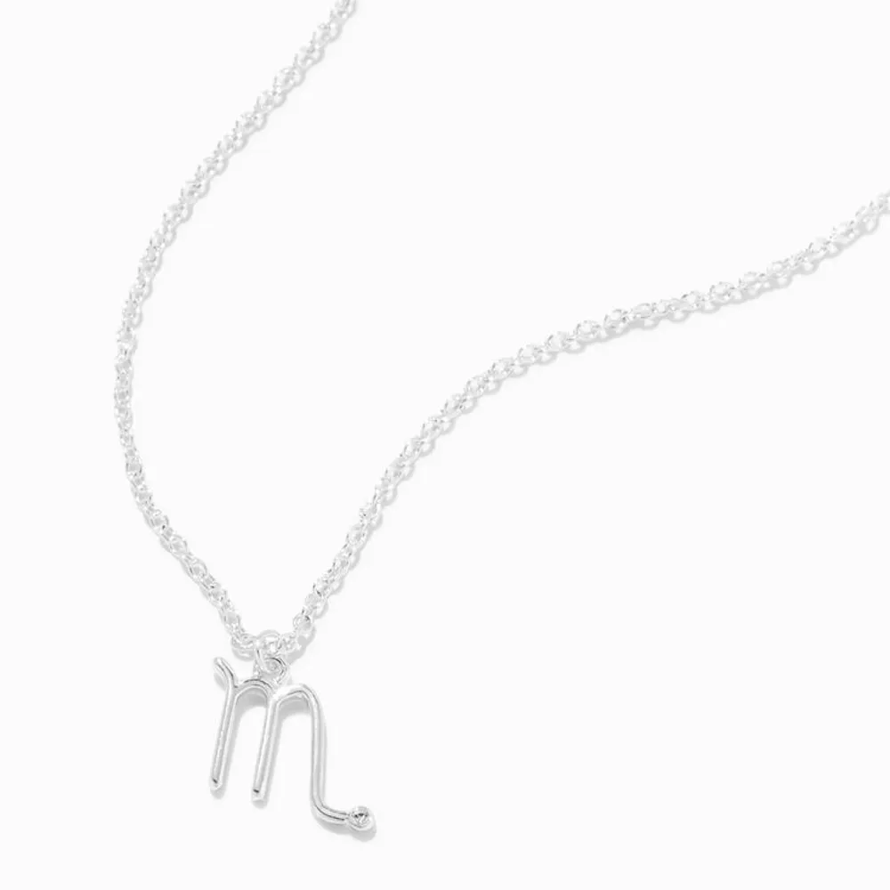 Silver Crystal Zodiac Symbol Pendant Necklace - Scorpio