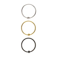 20G Mixed Metal Stainless Steel Ball Nose Rings - 3 Pack