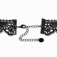 Goth Bride Black Lace Cross Choker Necklace