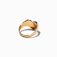 Gold-tone Scalloped Puffy Heart Ring