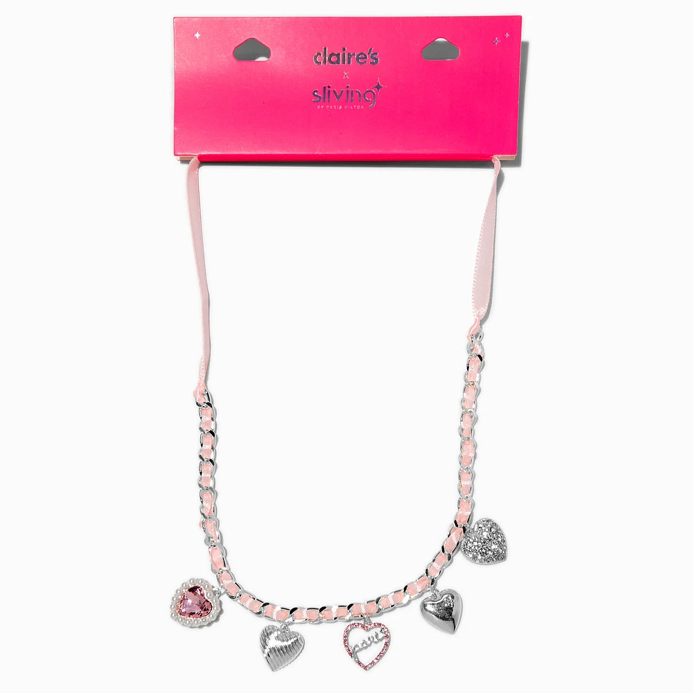 Claire's x Sliving by Paris Hilton Ribbon Heart Charm Necklace