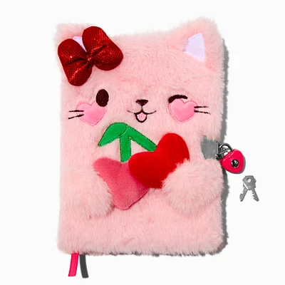 Valentine's Day Cat Furry Lock Diary