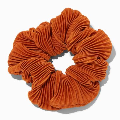 Pleated Orange Hair Scrunchie