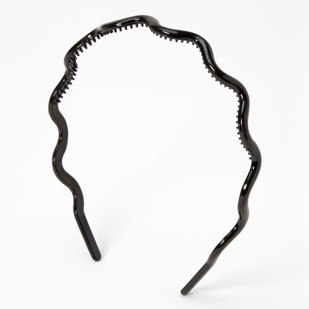Solid Wave Spiked Headband - Black